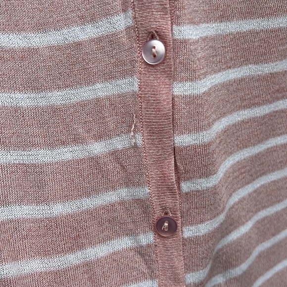 Pure Alfred Sung Lightweight Pink and White Striped Cardigan Sz L - Picture 10 of 10